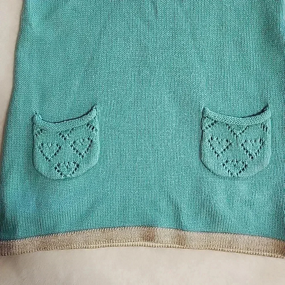 Baby Boden Blue Knit Ruffle Collar‎ Cashmere Blend Sweater Dress 3-6M Y0464